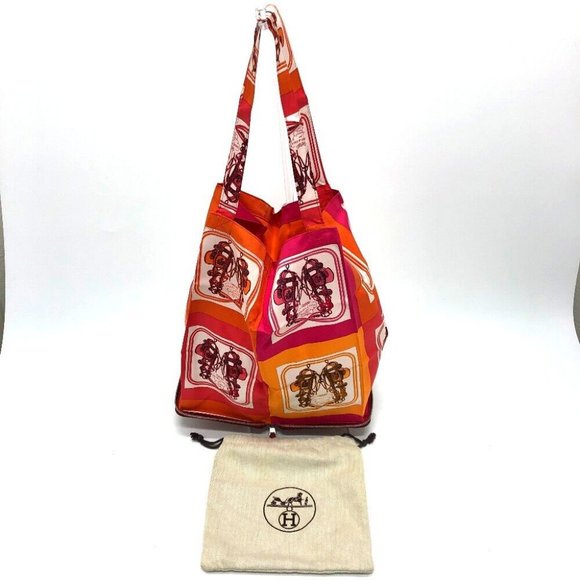 HERMES Silky pop Brid-Do-Gala Shopping bag Tote Bag Buffel skipper / silk Red - Picture 3 of 11